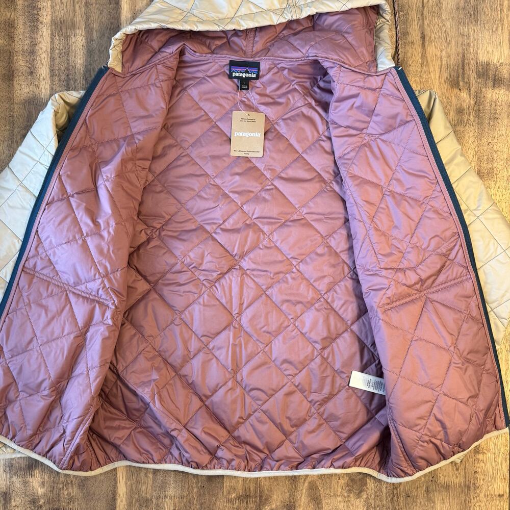 Patagonia Diamond Quilted Bomber Hoody Jacket Gorpcore Hike Khaki Men’s Large - Picture 7 of 9